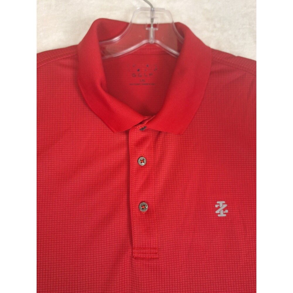 Izod Golf Men's Large Polo Shirt Red Grid Performance Stretch Golf Walking Logo